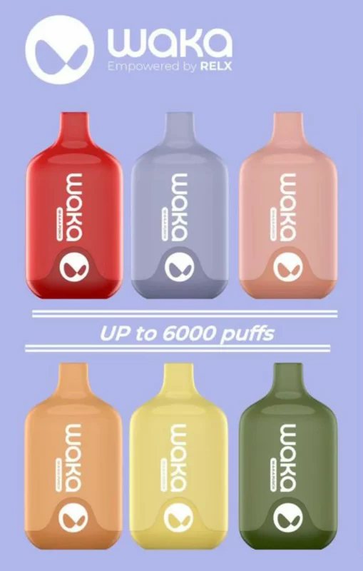 WAKA Smash 6000 Disposable Vape Device showing sleek ergonomic design